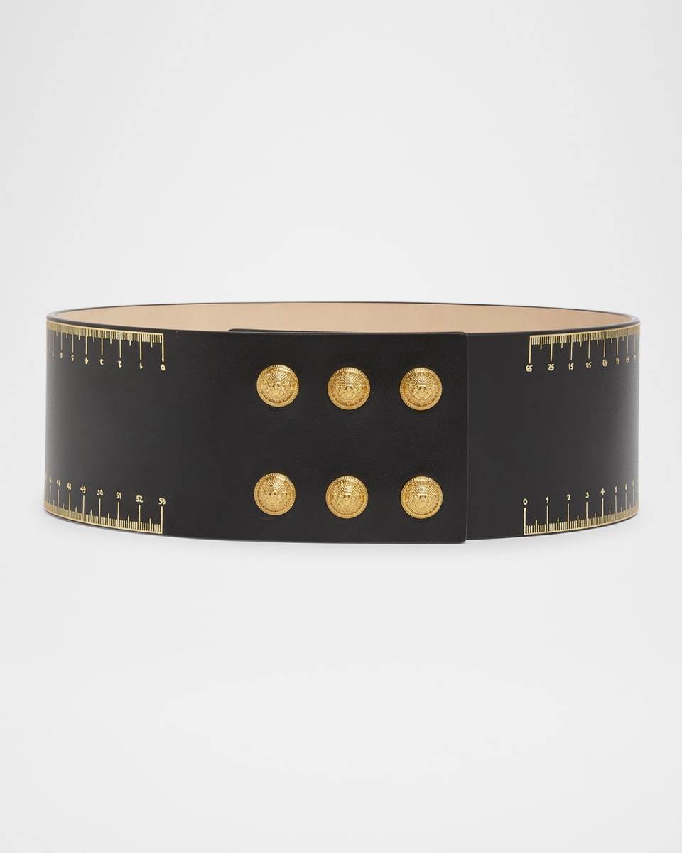 Wide Leather Belt W/ Couture Pins